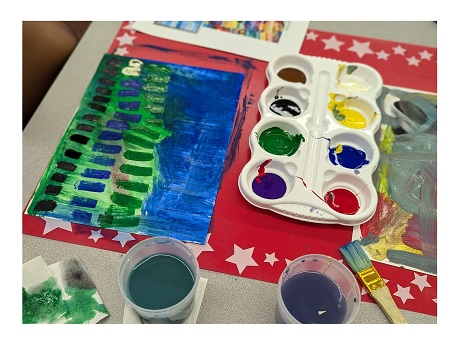 painting in progress and paint palette