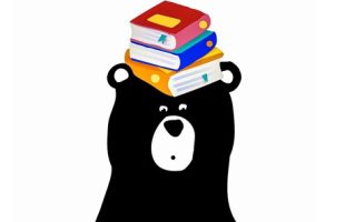 Bear with books on head