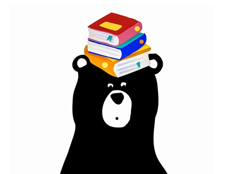 Bear with books on head