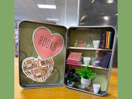 tiny library inside a small tin