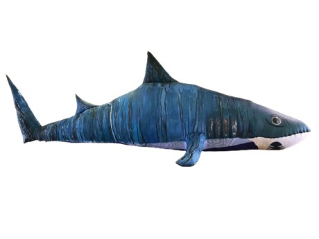 A large, inflatable tiger shark