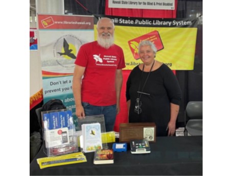 Staff from the Library for the Blind and Print Disabled at an outreach fair