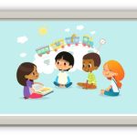 art of four children in a semicircle