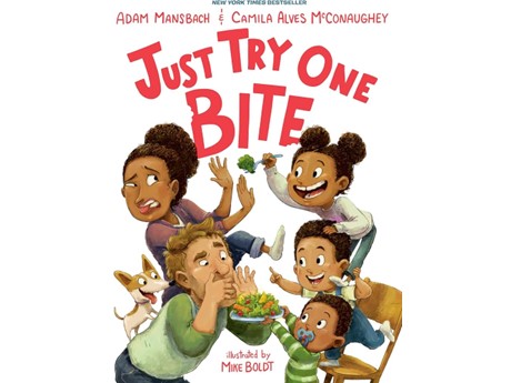Book cover featuring three children feeding their mom and dad