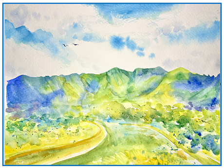 Painting of a mountain range in Kalihi area, Hawaii