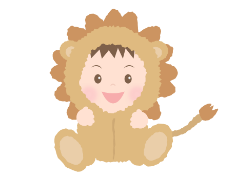 illustration of baby dressed in a lion costume