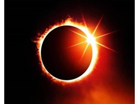 Solar eclipse with moon in front of sun