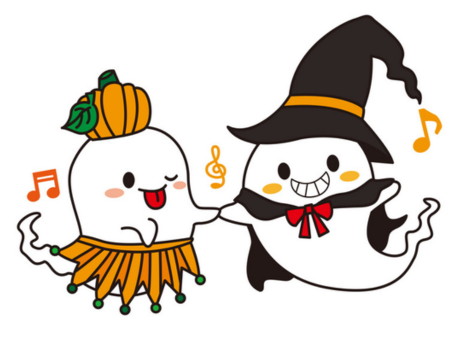 Illustration of two ghosts dancing