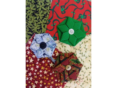folded fabric decorations in multi colors