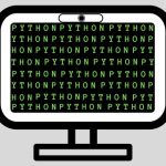 computer with word python repeated on screen