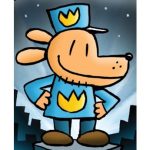 Dog man character standing with hands on hips. Cityscape behind him.