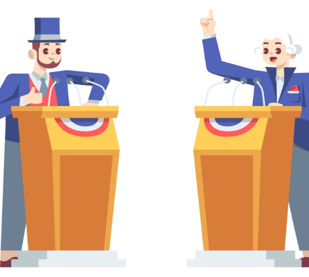President Lincoln and President Washington debating.