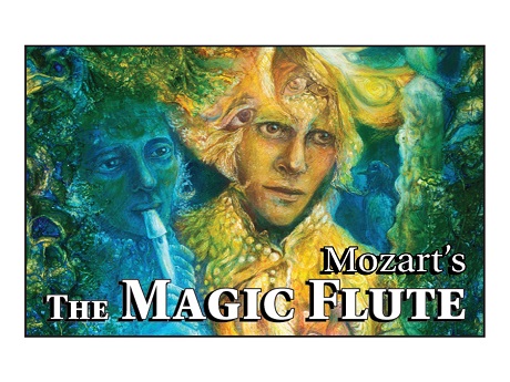 Illustration of two people, one playing a flute