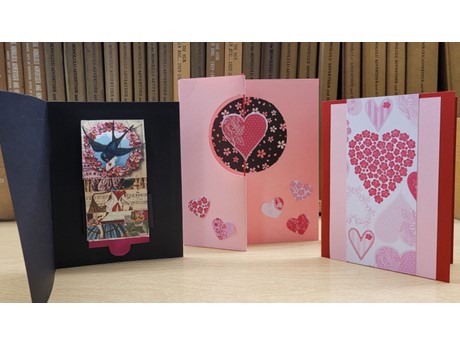 three handmade Valentine's cards