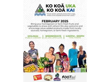 Event flyer featuring photos of individuals and their abundance- fruits, veggies, plants.