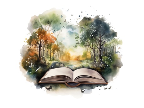 Book featured in magical forest