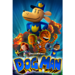 Dog man and friends set against a blue background