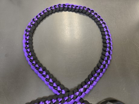 purple and black single braided ribbon lei
