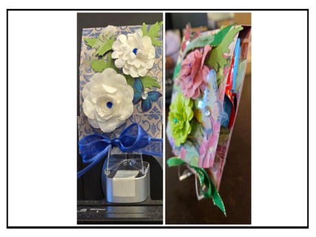 floral card front view and side view