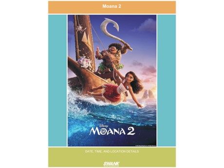 Moana, Maui, Pua the pig and Hei Hei the rooster in a canoe on the water