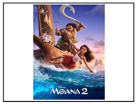 Moana and Maui on sailing canoe