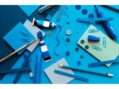 art supplies on a table