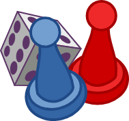 a picture of dice and game pieces