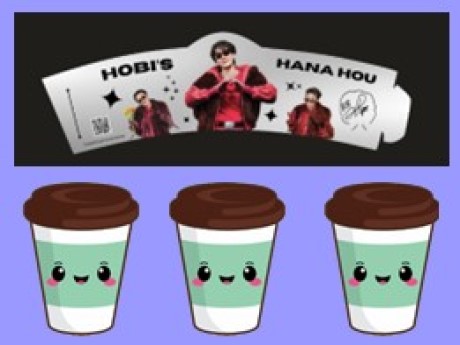 decorative cupsleeve and 3 coffee cups with sleeves