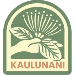 kaulunai logo, a hand with a hawaiian flower in it.