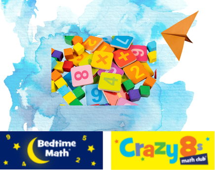 Splash background with colorful number tiles and an origami paper plane