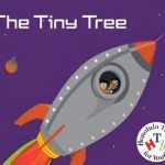 A cartoon of a kid and his dad riding in a rocket ship, with the HTY logo on the bottom right-hand corner