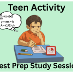 Student studying at desk thinking about math formulas