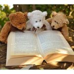 teddy bears reading a book