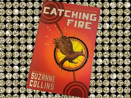 Catching Fire book with rhinestones decorating the cover.