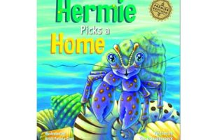 Book cover featuring an illustrated hermit crab atop various seashells