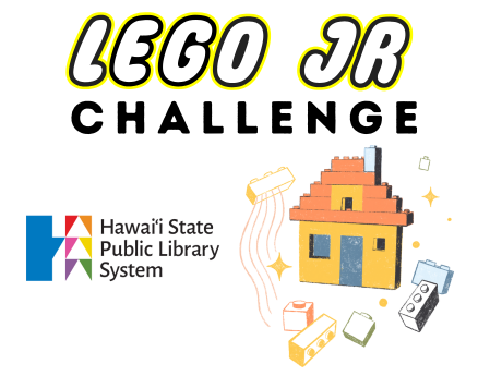 Text reads "LEGO Jr. Challenge". Image of a lego house and lego bricks