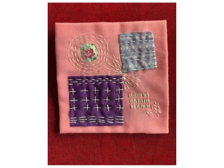 Stitching sampler made in the Boro style.