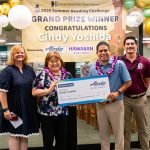 2025 Summer Reading Challenge Grand Prize Winner with State Librarian, FLH Executive Director, and Alaska Airlines Representative