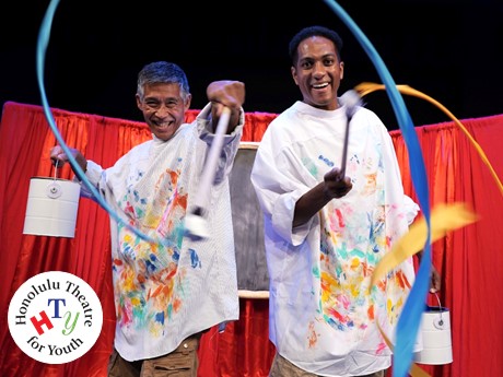 Two actors for Honolulu Theatre for Youth's "Line Circle Sphere" performance