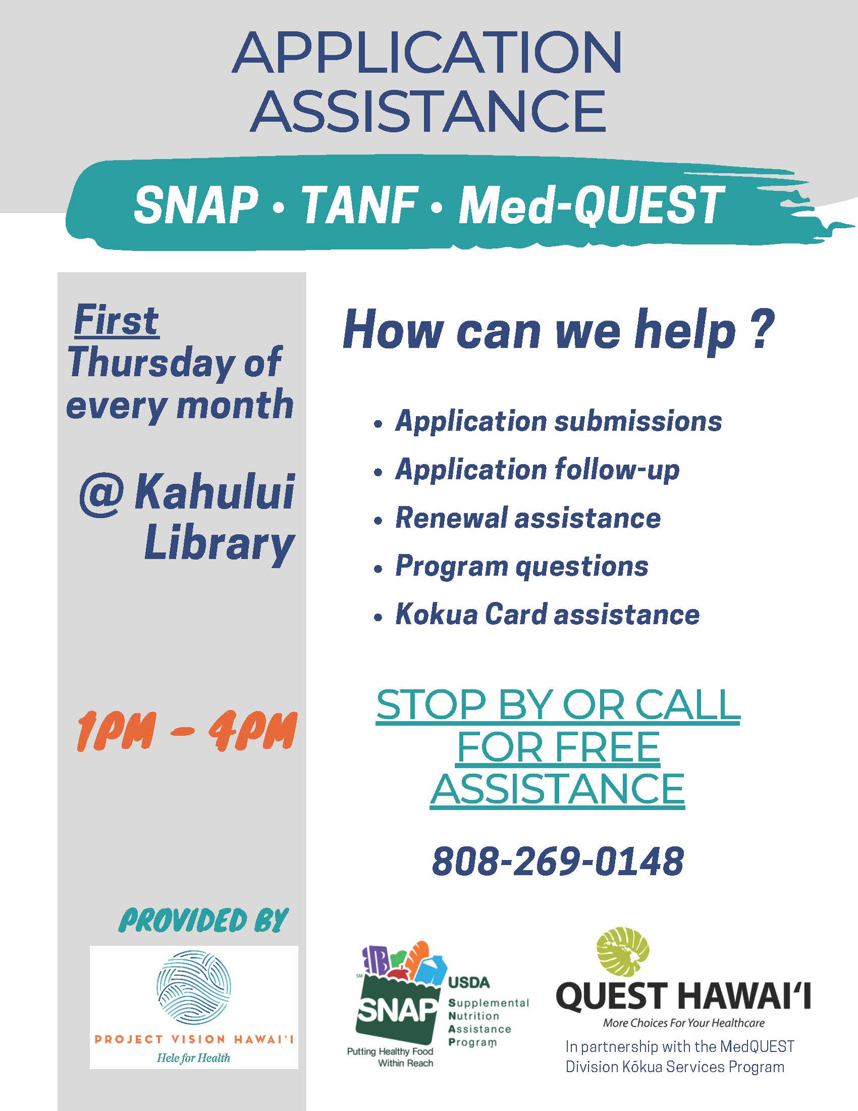 Kahului Library SNAP-TANF-Med-QUEST Assistance
