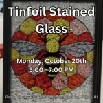Faux stained glass picture of a bee in a black frame.