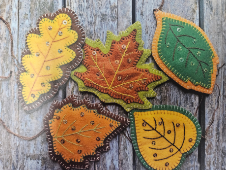embroidered leaves project