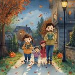 trick or treating kids with parents