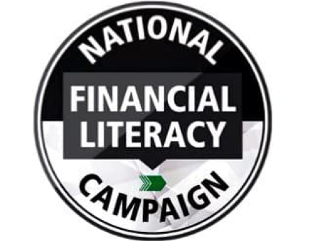 Badge that says, "National Financial Literacy Campaign"