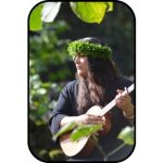 singer Maka Gallinger holding ukulele in natural background