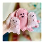 3 pink felt ghosts