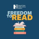 Freedom to Read text with stack of books
