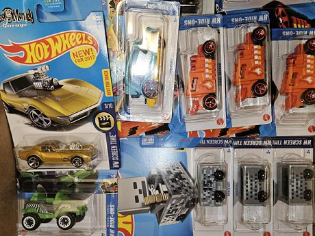 hot wheels cars and truck layered
