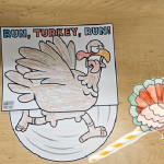 2 turkey crafts, spinner legs, and drinking straw flyer