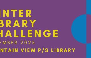 Purple and blue background with yellow lettering